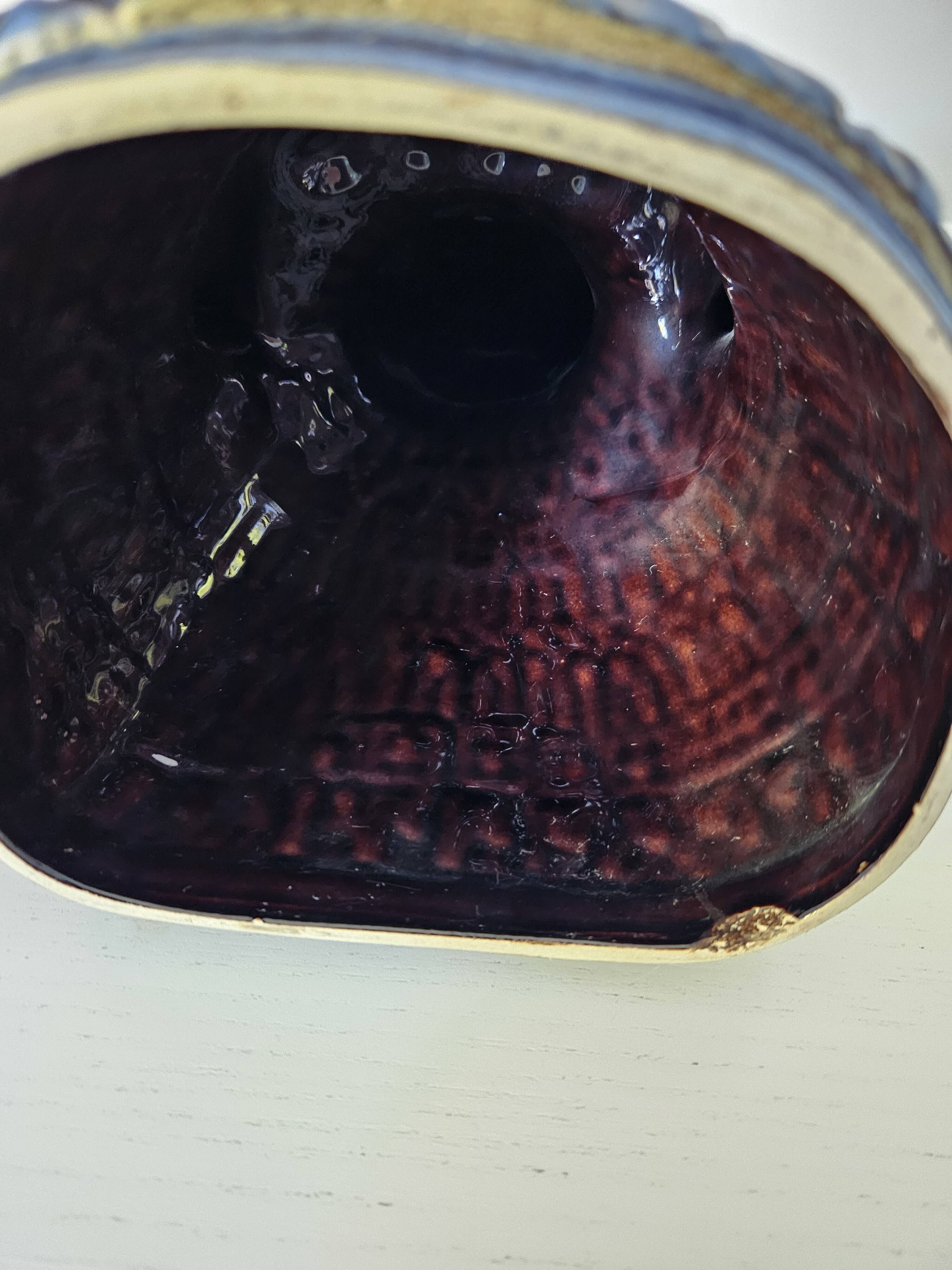 Vintage bay keramik, blue woman with fruit basket, germany, 1960s/1970s.