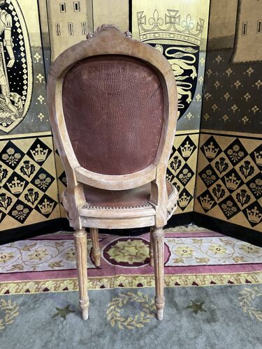 Suite de 6 chaises Louis XVI 1900 cuir