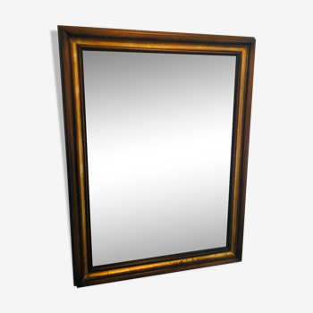 Miroir biseauté avec cadre en bois massif et dorures  80 cm X 60 cm