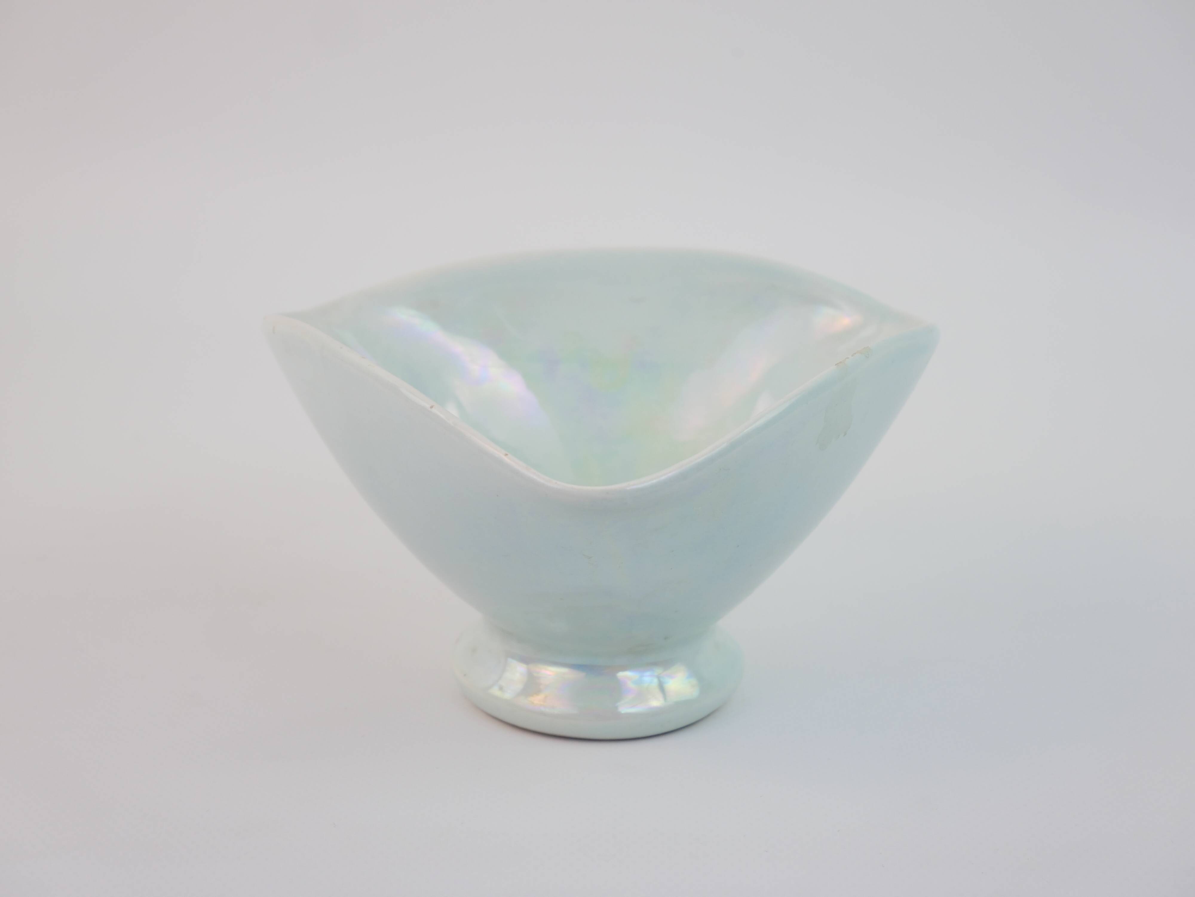 Small bowl or empty pocket in iridescent sky blue ceramic Vallauris circa 1950