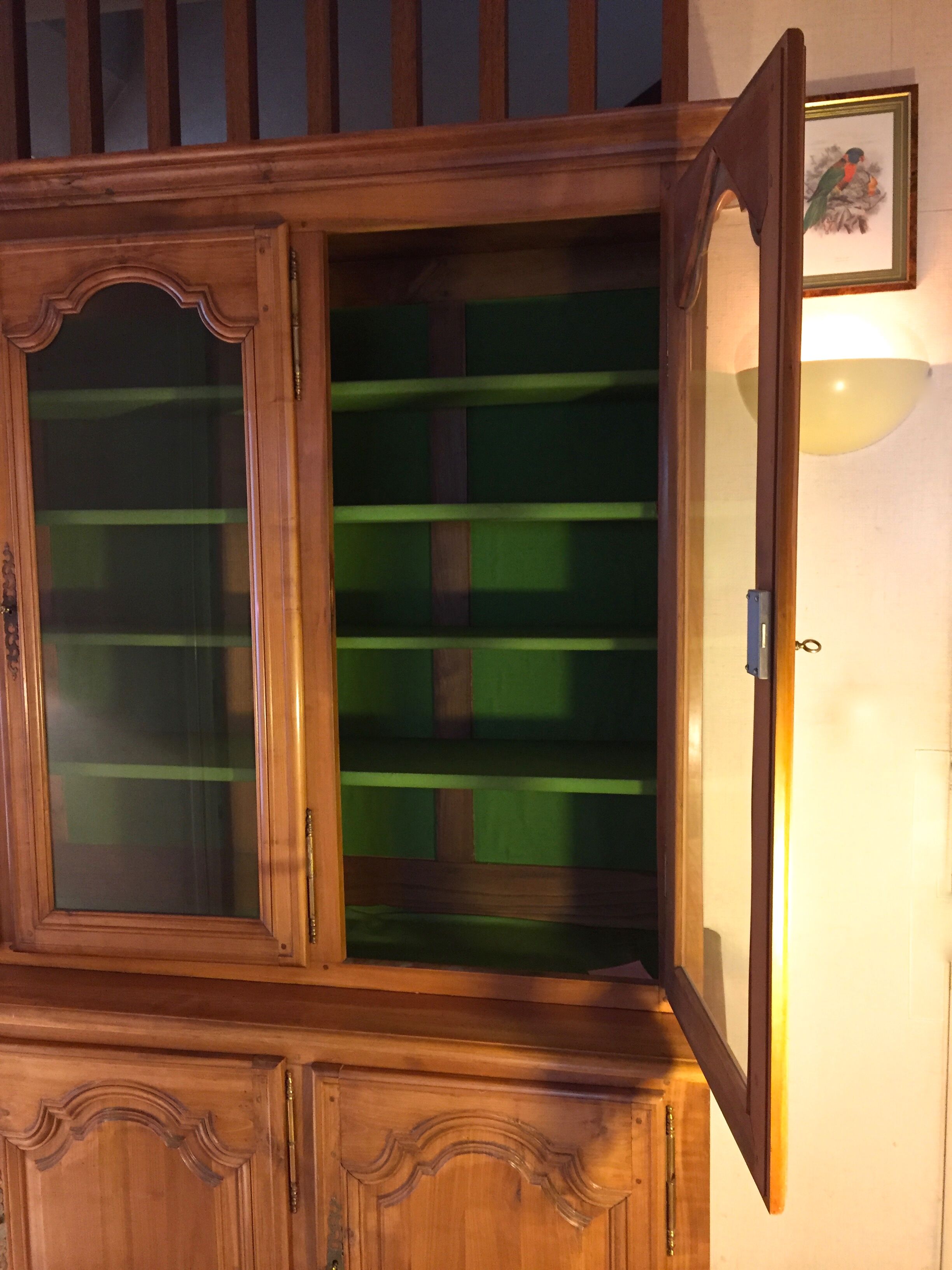 Vintage glass library in solid cherry