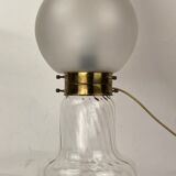 Lampe Art Déco style tourbillon laiton et champignon verre