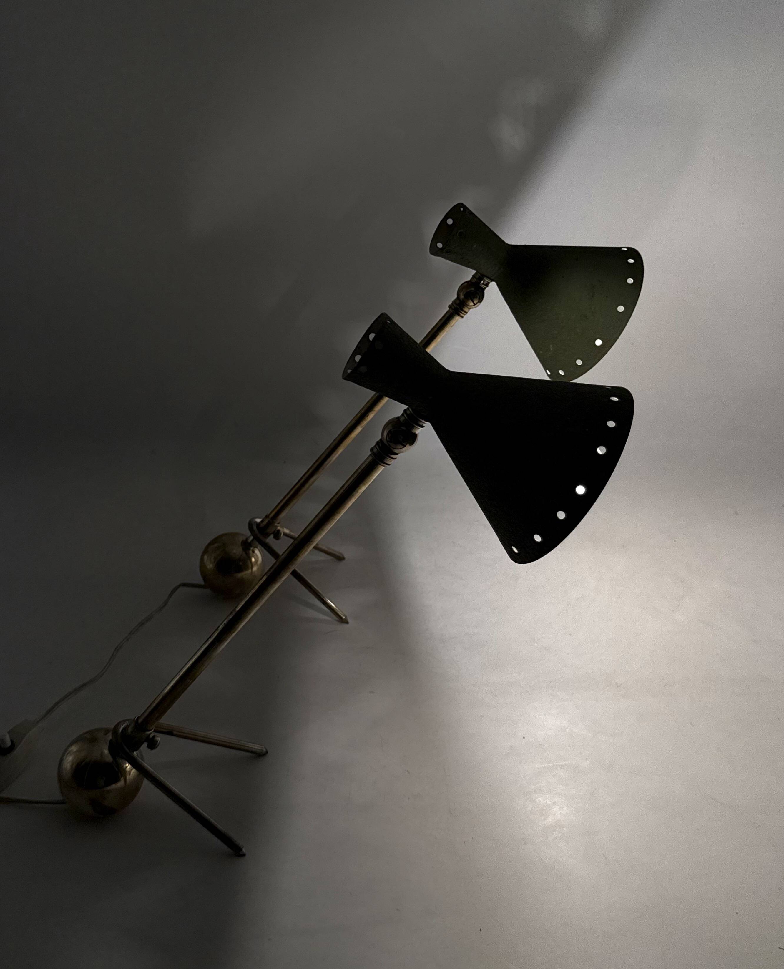 Ensemble de 2 lampes de table des années 50, attribuées à Stilnovo Milano Italie.