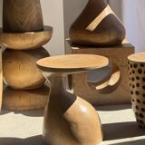 Coffee table, or openwork cubic stool in natural monoxyle mango wood H40.