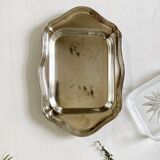 Old silver metal butter dish with fish lid