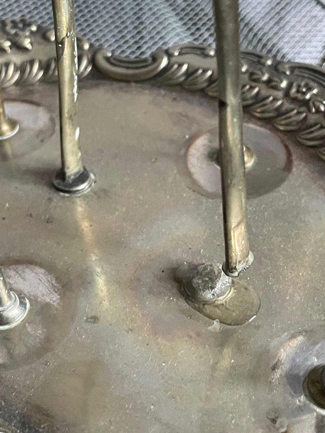 Antique egg set in nickel silver metal