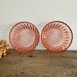 4 pink glass bowls