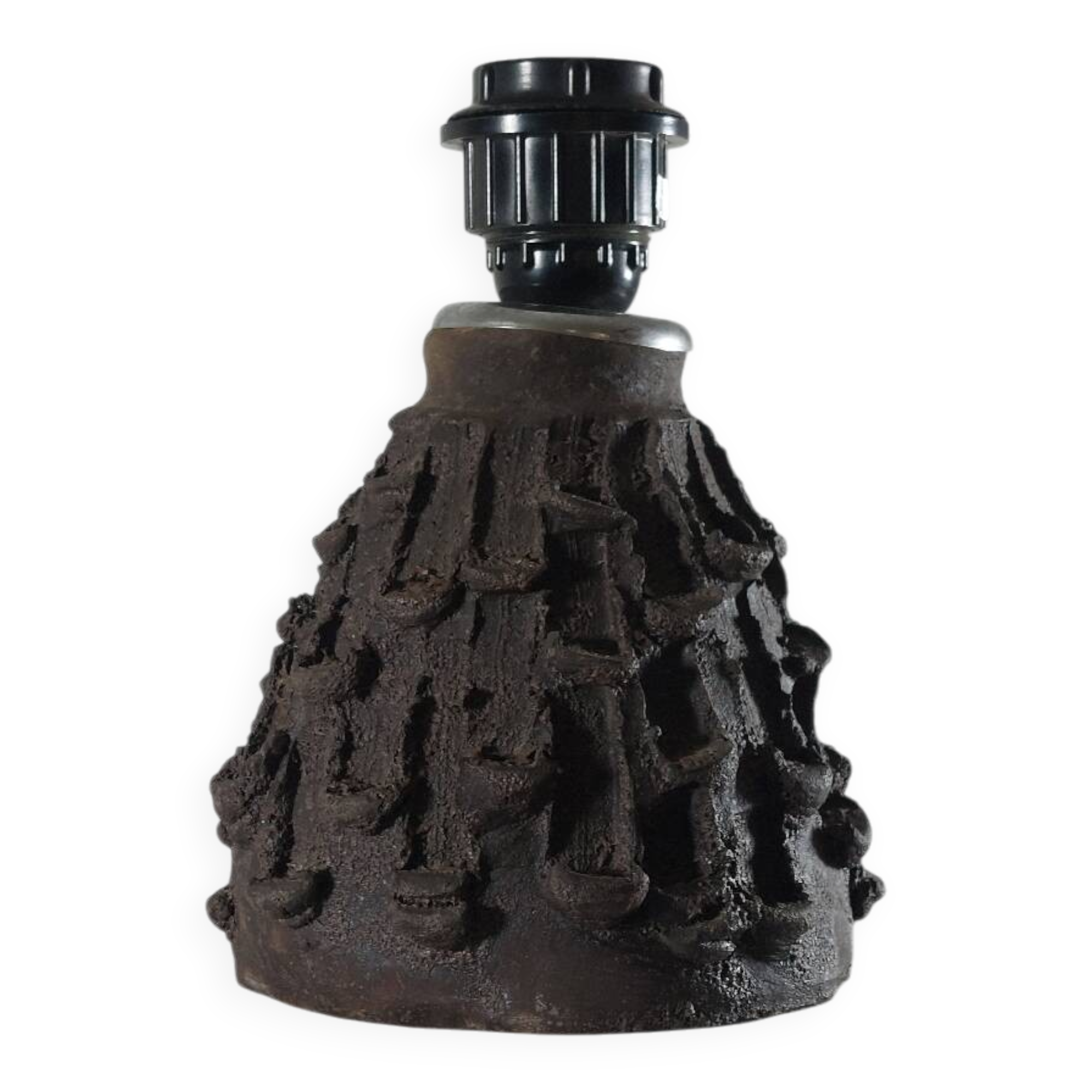 Brutalist ceramic lamp base, mid-20th century.