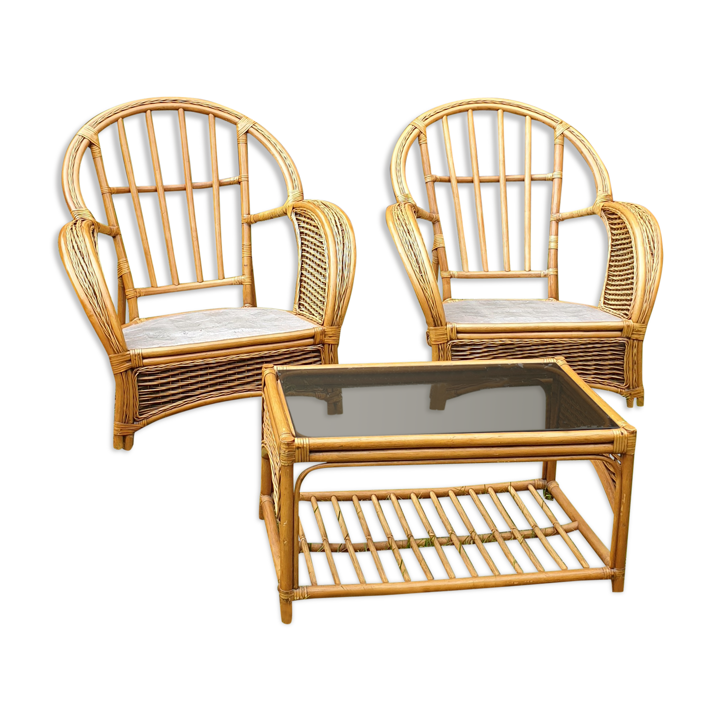 Rattan and vintage bamboo lounge