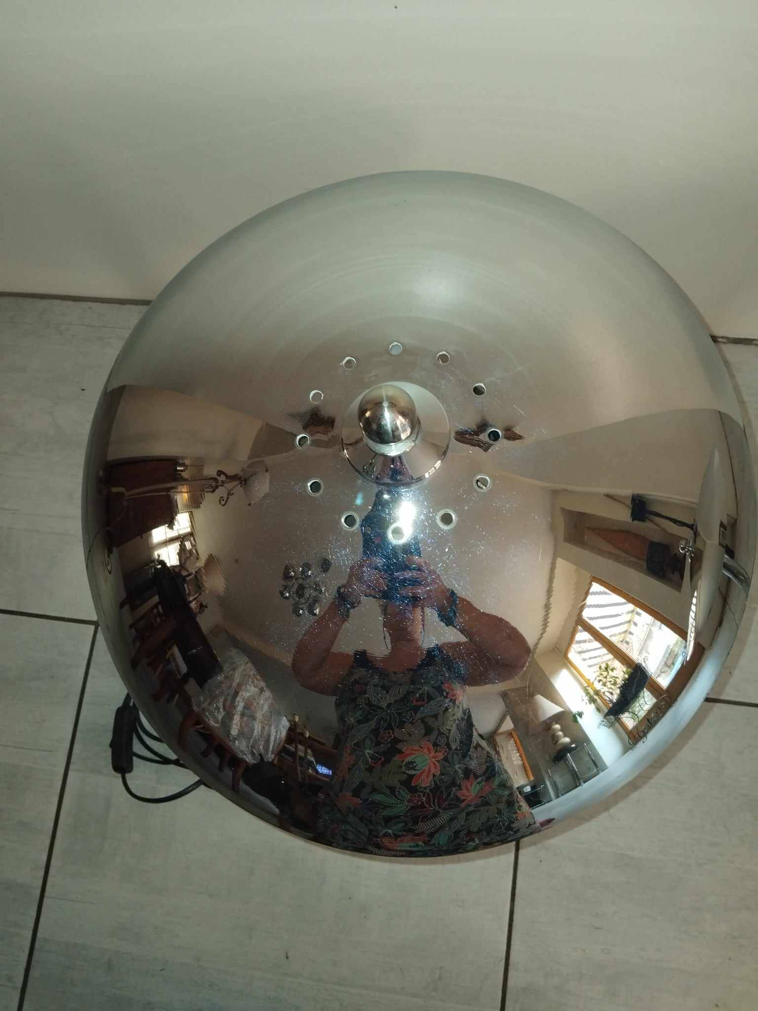 Pair of chrome mushroom lamps