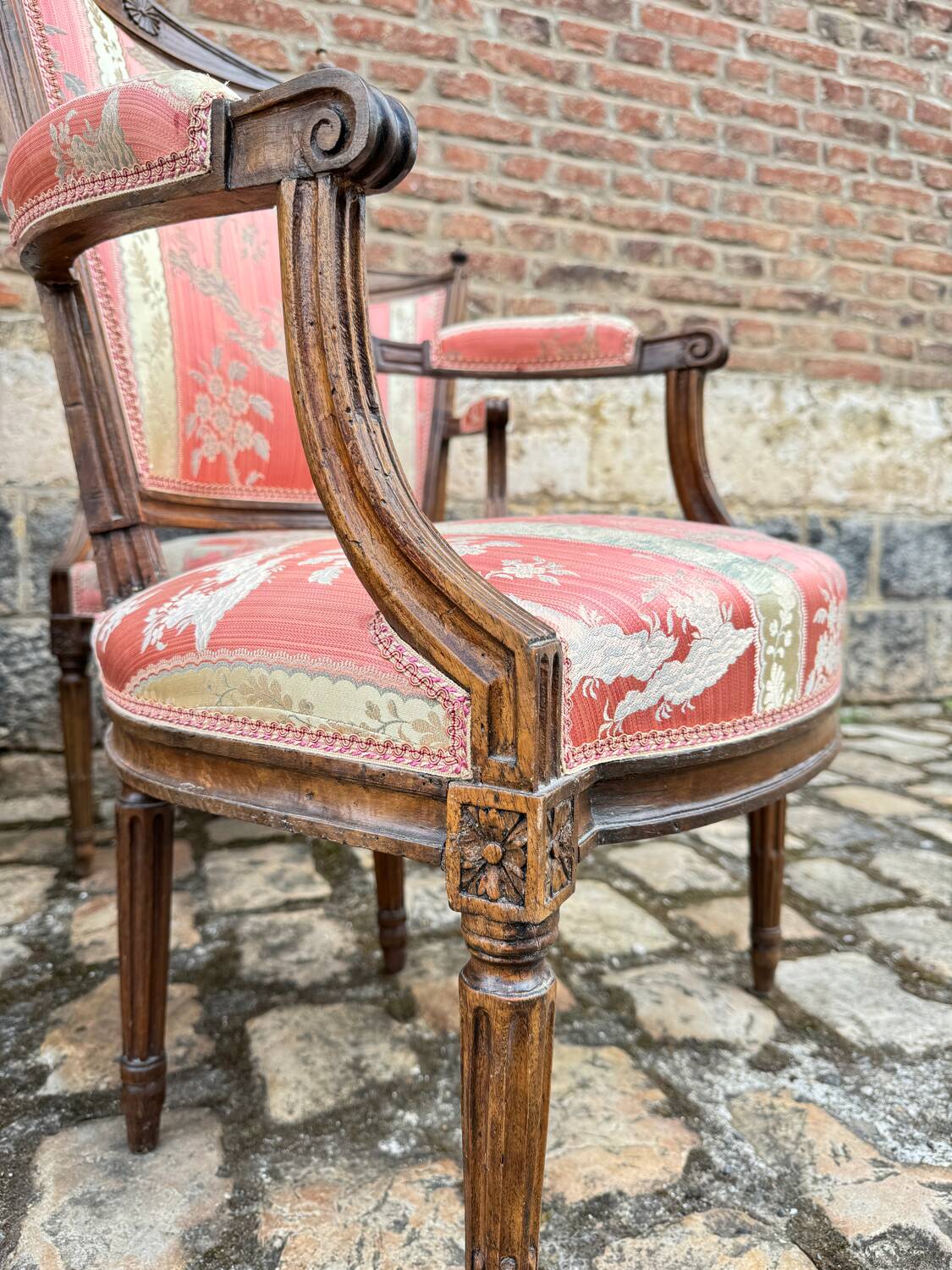 Suite Of Six Armchairs In Natural Wood From Louis XVI XVIII Eme Century