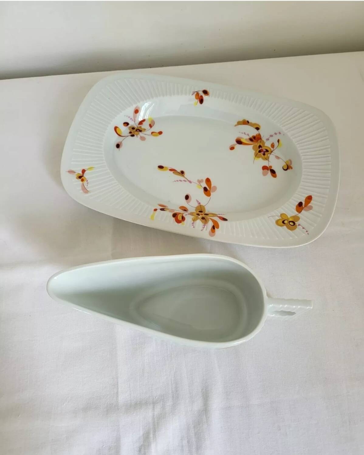 Haviland Limoges Gravy Boat and Porcelain Tray, Vintage