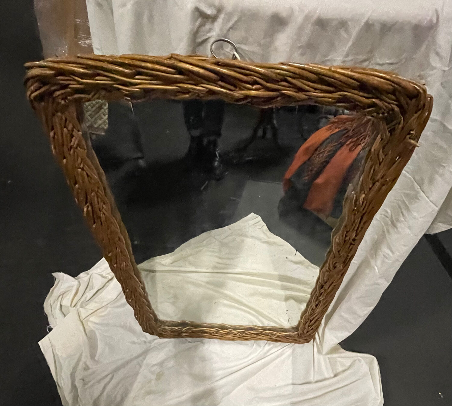 Vintage wicker mirror 1950