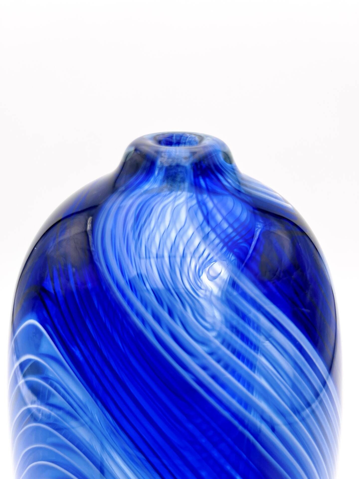 Large Vase R Pierini 1998 Blue White Glass Bubble 31cm 5kg Signed