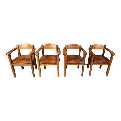 Fauteuils vintage en bois fabriqués en Belgique, 1970