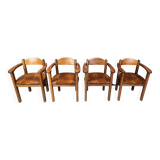 Vintage wooden armchairs made in Belgium, 1970s