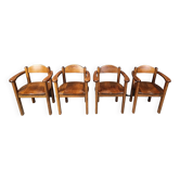 Fauteuils vintage en bois fabriqués en Belgique, 1970