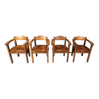 Fauteuils vintage en bois fabriqués en Belgique, 1970