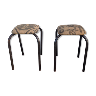 Pair of stools burlap