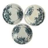 3 assiettes à dessert en terre de fer