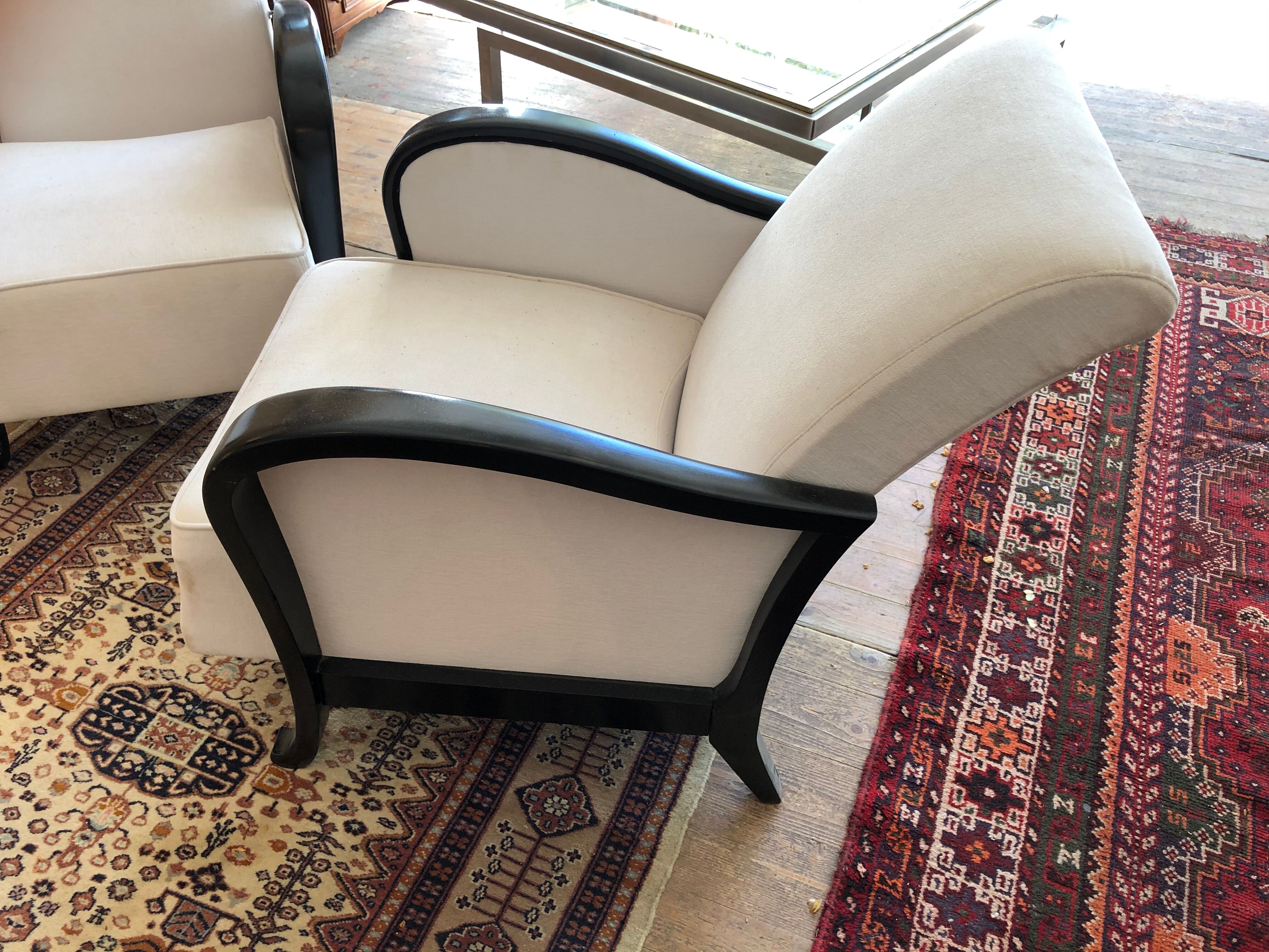 Pair of art deco armchairs with system