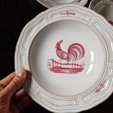 Henriot in Quimper - Set of 5 soup plates - Decorated with a pink rooster