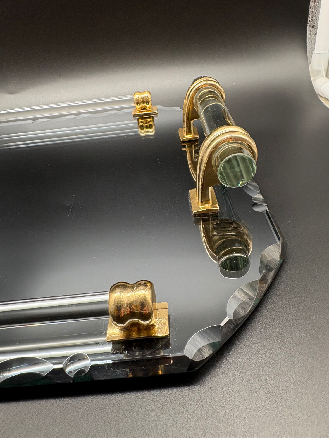 Beveled mirrored tray, Art Deco 1940, Saint-Gobain France