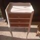Nightstand with 3 drawers, white patina.