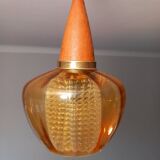 Scandinavian glass and teak pendant lamp