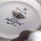 Vintage coffee service for 3 people in cream white with gold burgundy edging