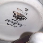 Vintage coffee service for 3 people in cream white with gold burgundy edging