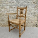 Light wooden neo-rock chair and 1940s mulella seat