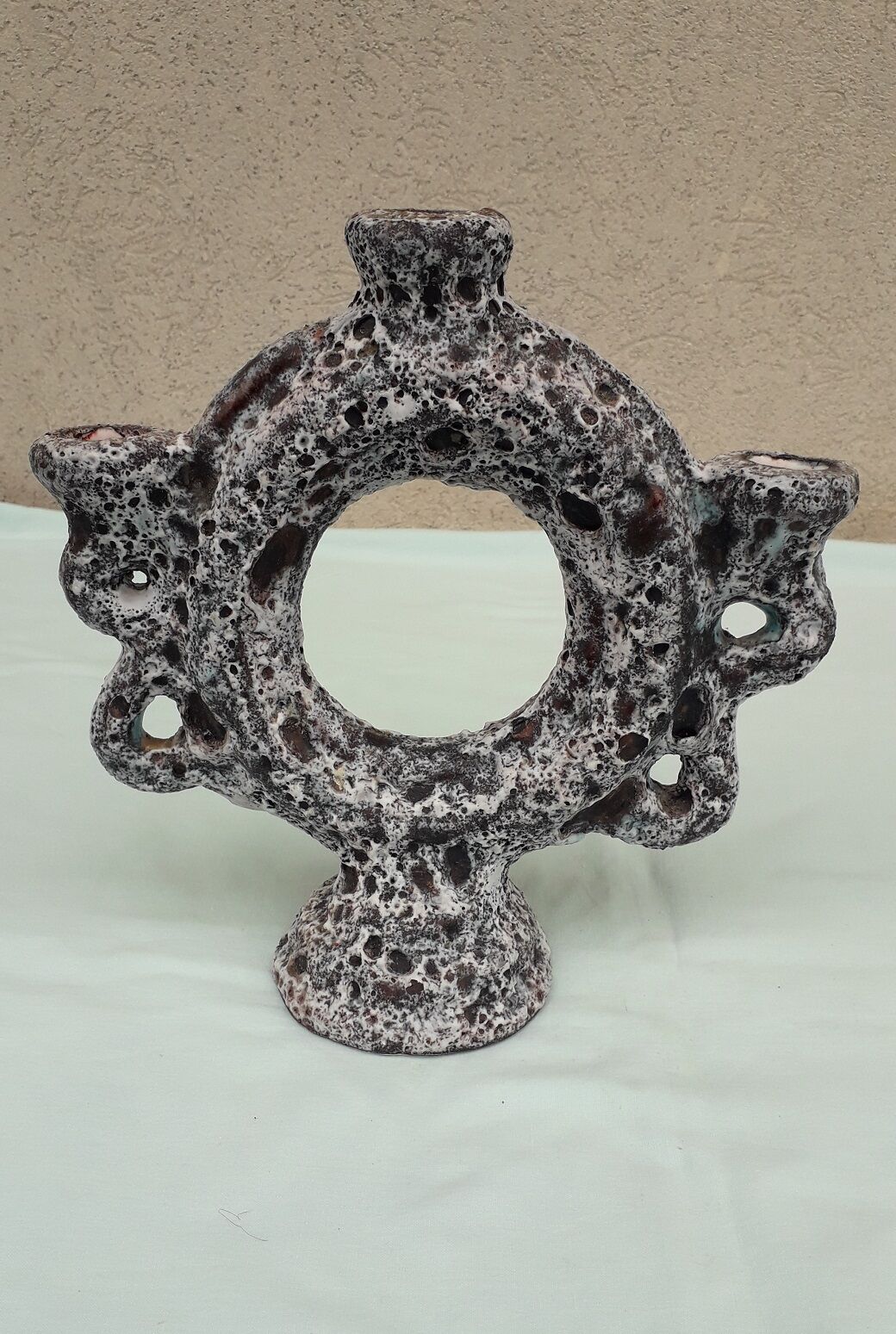 Ceramic candle holder fat lava