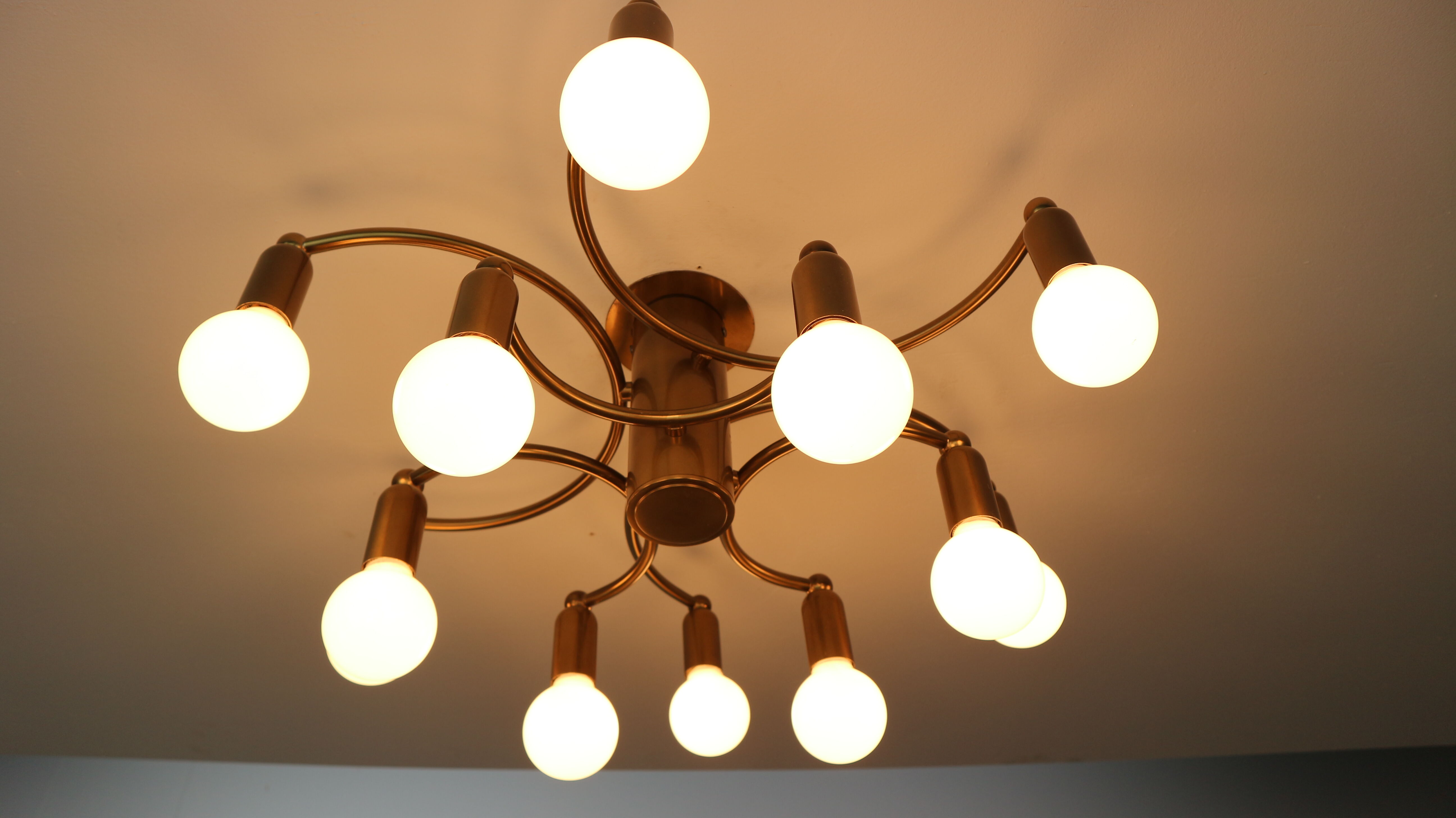 Vintage Modern Golden Color Ceiling Lamp, 1970s