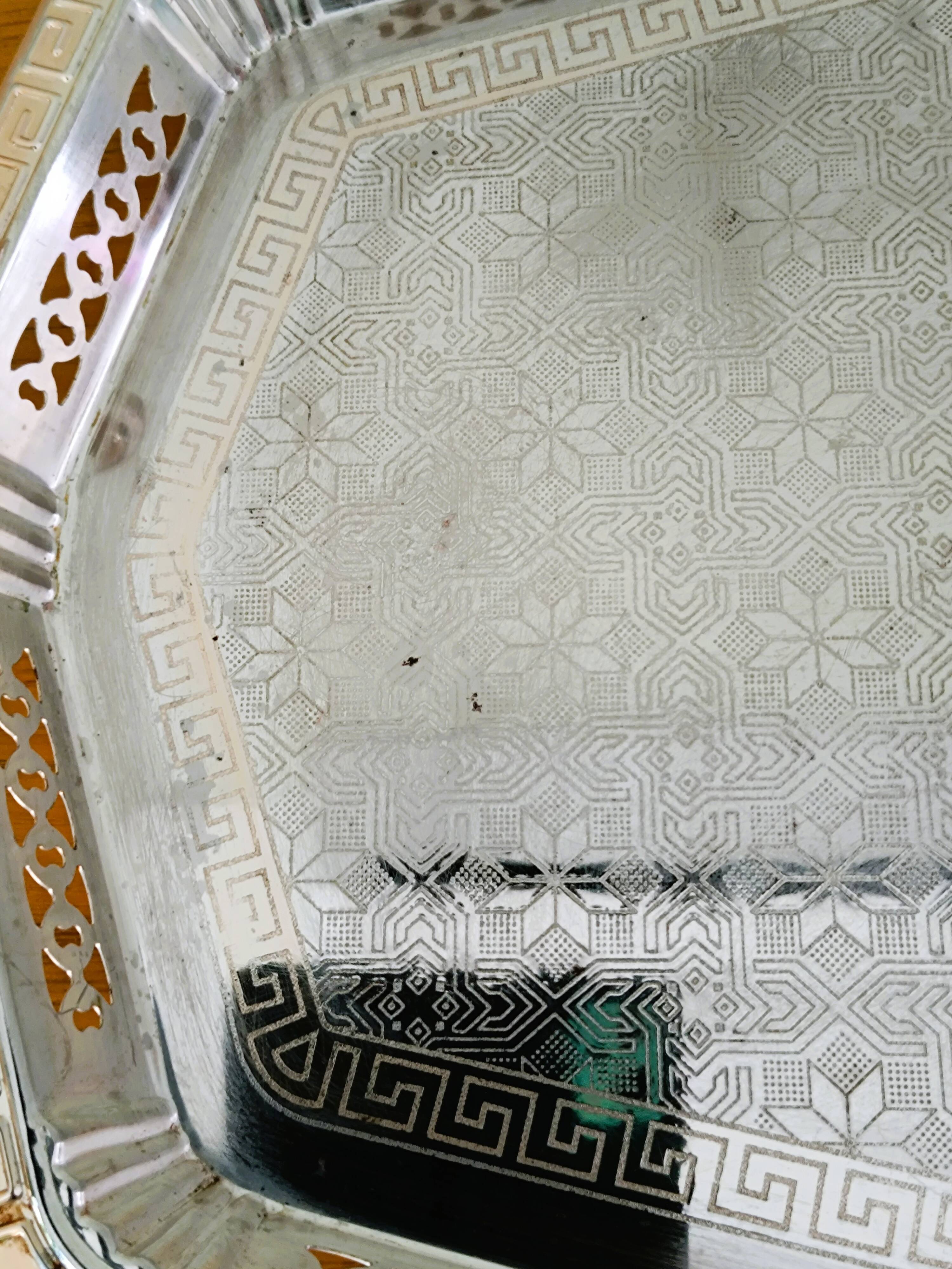 Antique silver-plated metal tray