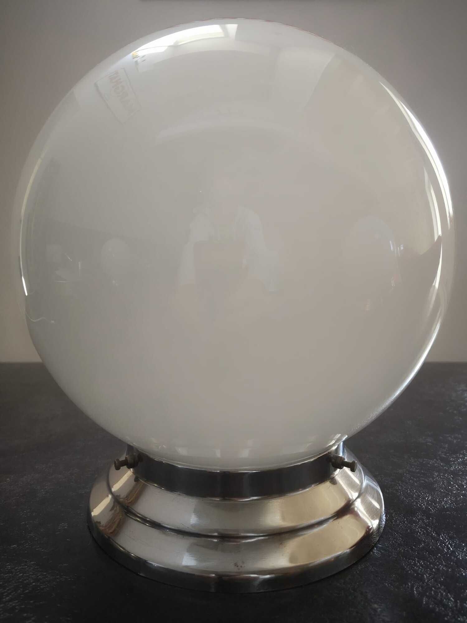 Ceiling lamp / wall lamp old opaline globe white base metal chrome Art Deco 1930 ø 20 cm TBE