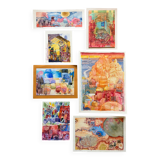 Set of 7 watercolor paintings signed B. Lévêque Burgundy Brittany