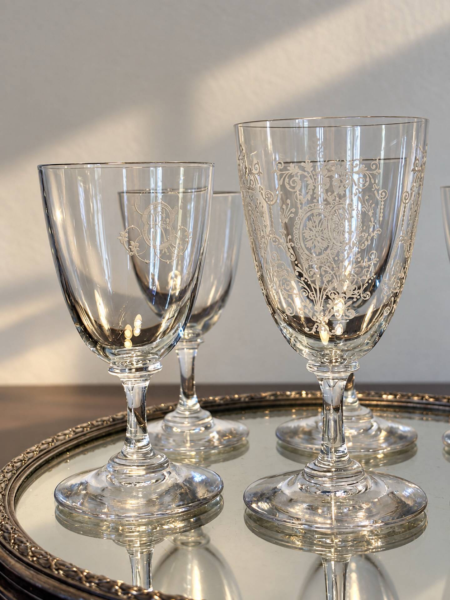 6 Baccarat glasses Funel shaped late 19th - early 20th century 