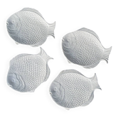 Set of 4 fish plates in white earthenware.