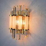 Venini wall lamp, triedri glass, murano, italy, 1970