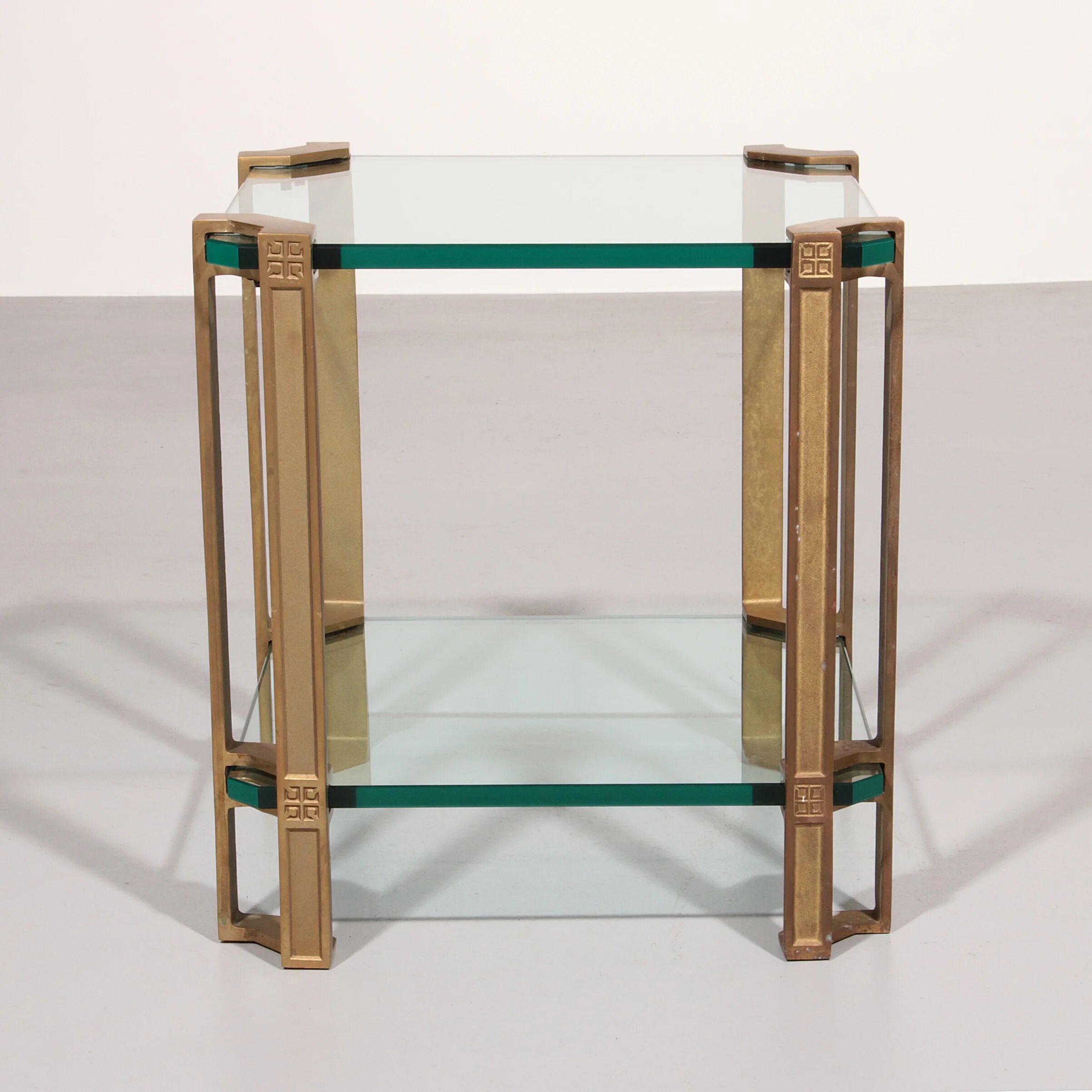 Peter Ghyczy T24 side or coffee table double glass 70s design 40x40x45