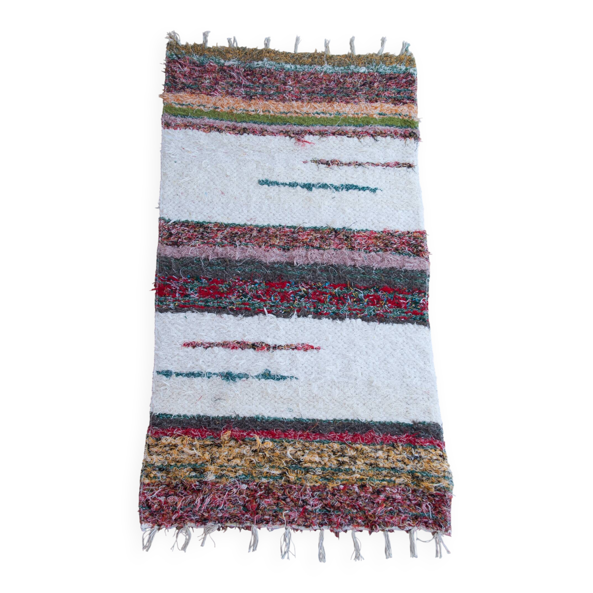 Handmade recycled cotton rug - Double thickness Multicolor