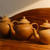 Set of 3 sandstone teapots