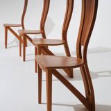 Set of 4 solid elm chairs, Maison Seltz, 1980s