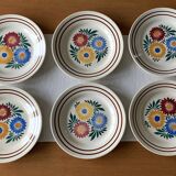 6 assiettes plates anciennes en faïence de Choisy-le-Roi