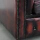 Cowhide leather English chesterfield armchair on wheels