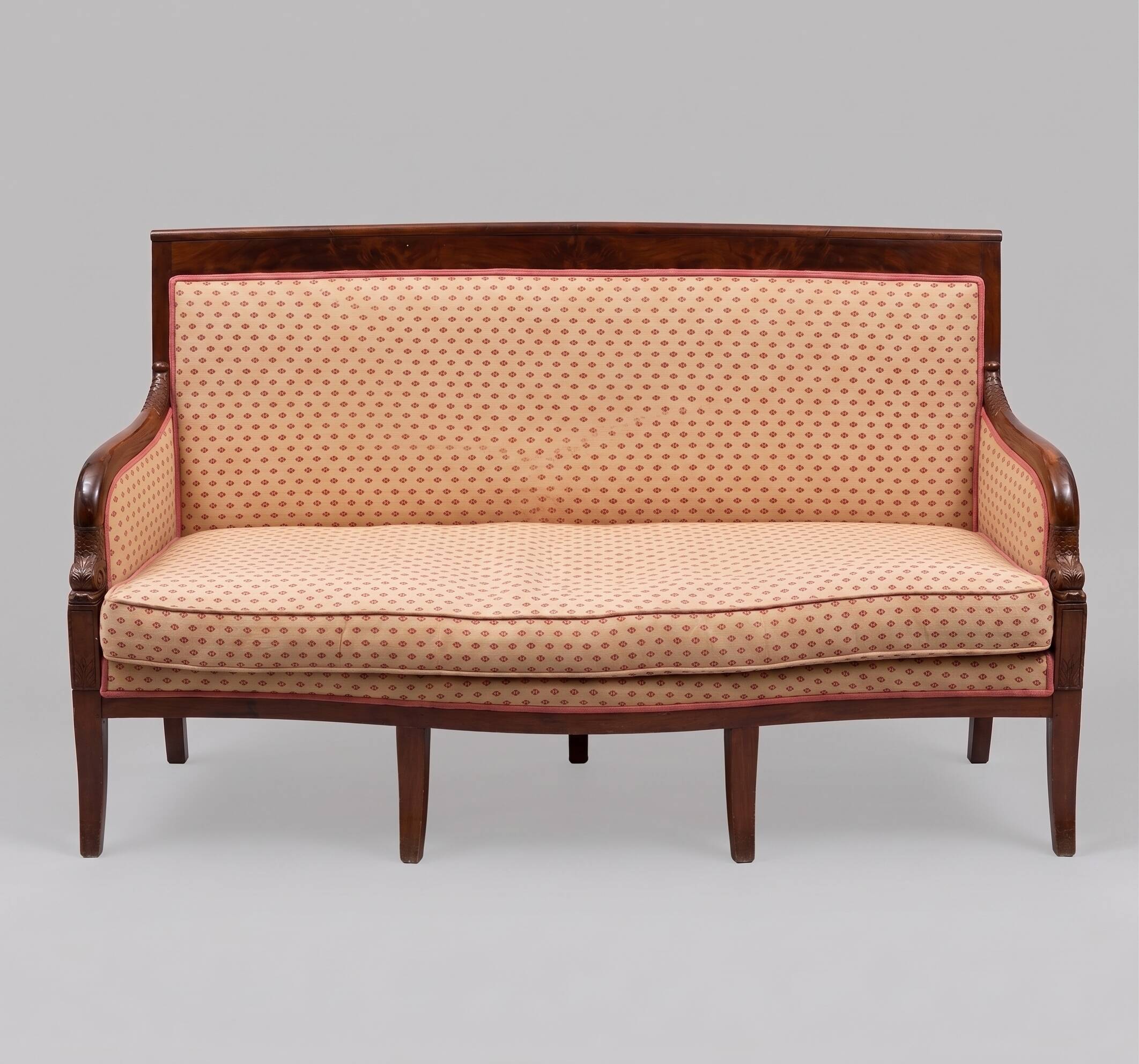 Empire bench, Restoration sofa in mahogany