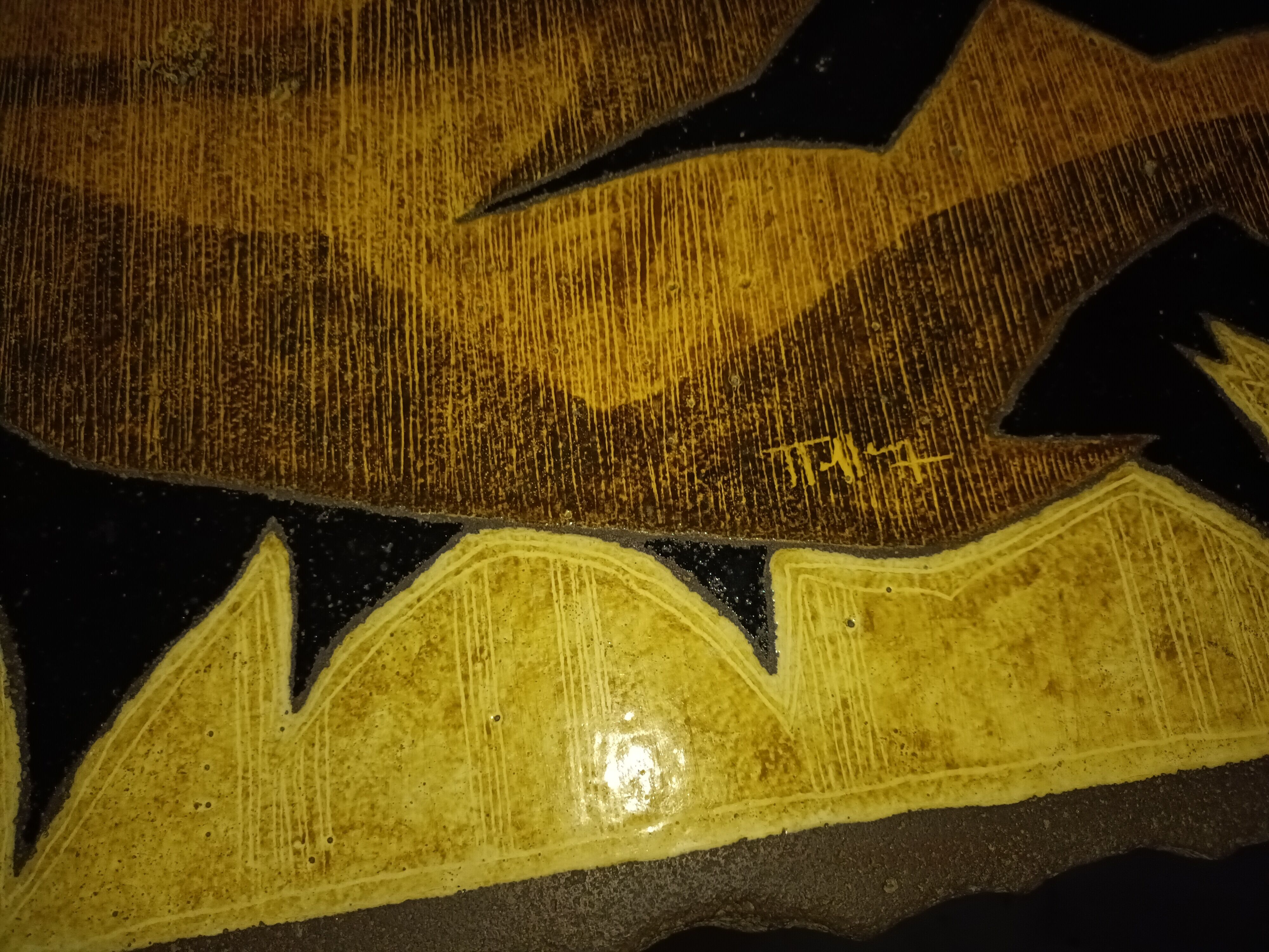 Vintage lava stone console signed Jean Jaffeux