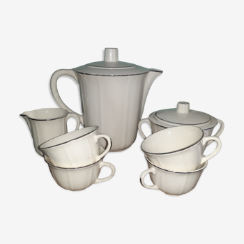 Coffee or tea service, old - pearly white with a silver, half porcelain Badonviller