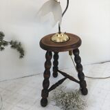 Turned wooden tripod farm stool